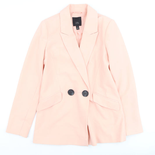 River Island Women Pink Double-Breasted Blazer Jacket Size 8