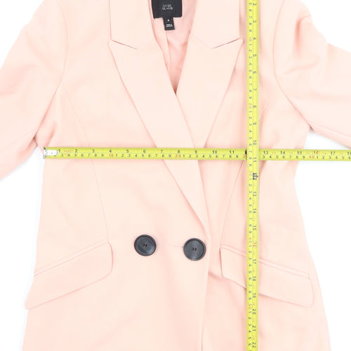 River Island Women Pink Double-Breasted Blazer Jacket Size 8