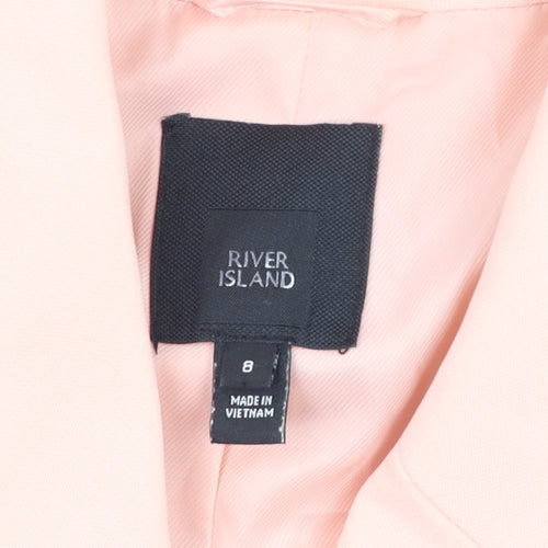 River Island Women Pink Double-Breasted Blazer Jacket Size 8