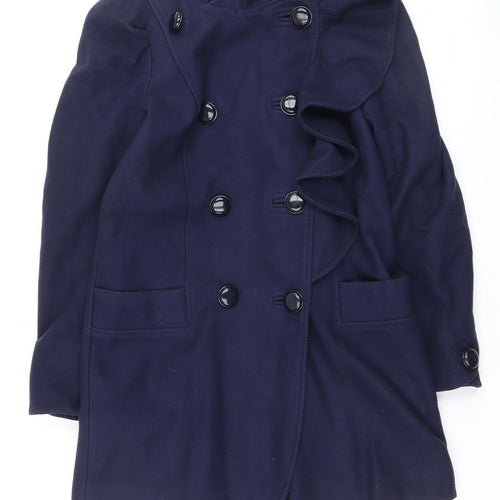 French Connection Women's Blue Wool Pea Coat Size 10 Double Breasted