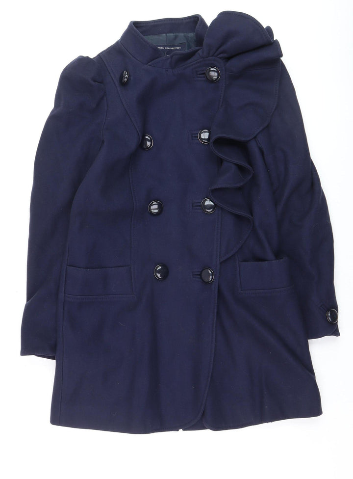 French Connection Women's Blue Wool Pea Coat Size 10 Double Breasted