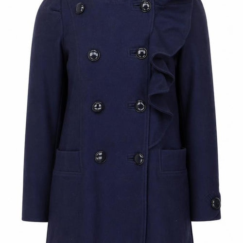 French Connection Women's Blue Wool Pea Coat Size 10 Double Breasted