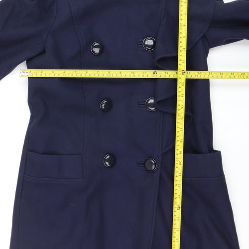 French Connection Women's Blue Wool Pea Coat Size 10 Double Breasted