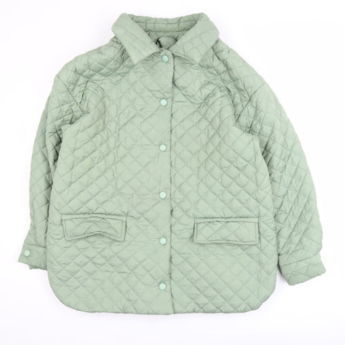 Tales Womens Green Quilted Mid-Length Jacket Size M
