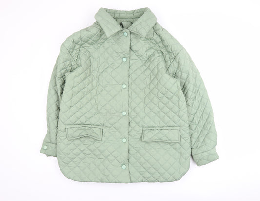 Tales Womens Green Quilted Mid-Length Jacket Size M