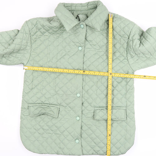 Tales Womens Green Quilted Mid-Length Jacket Size M