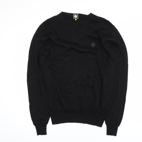 Pretty Green Mens Black Wool Blend Crew Neck Jumper M