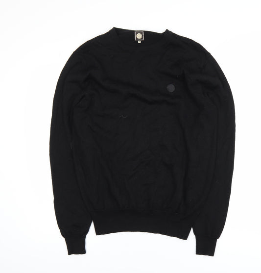 Pretty Green Mens Black Wool Blend Crew Neck Jumper M