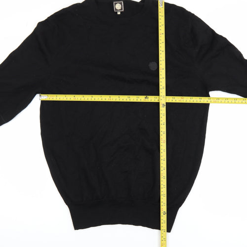 Pretty Green Mens Black Wool Blend Crew Neck Jumper M