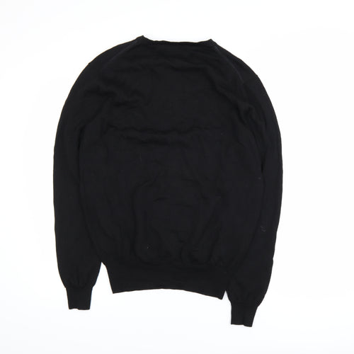 Pretty Green Mens Black Wool Blend Crew Neck Jumper M