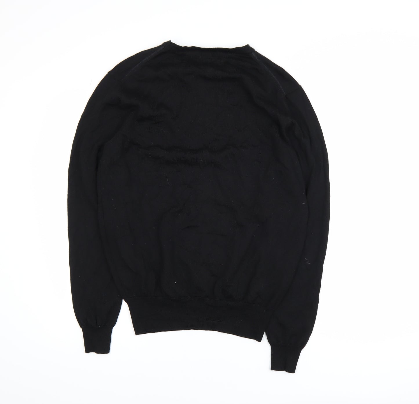 Pretty Green Mens Black Wool Blend Crew Neck Jumper M
