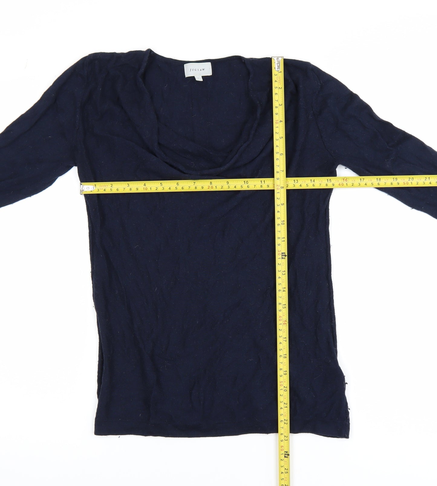 Jigsaw Women's Blue Cowl Neck Long Sleeve Knit Top Size S