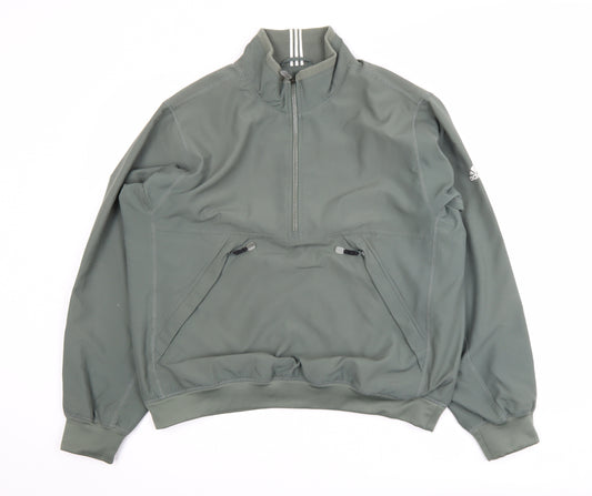Adidas Men's Green 1/2 Zip Sports Sweatshirt Size S