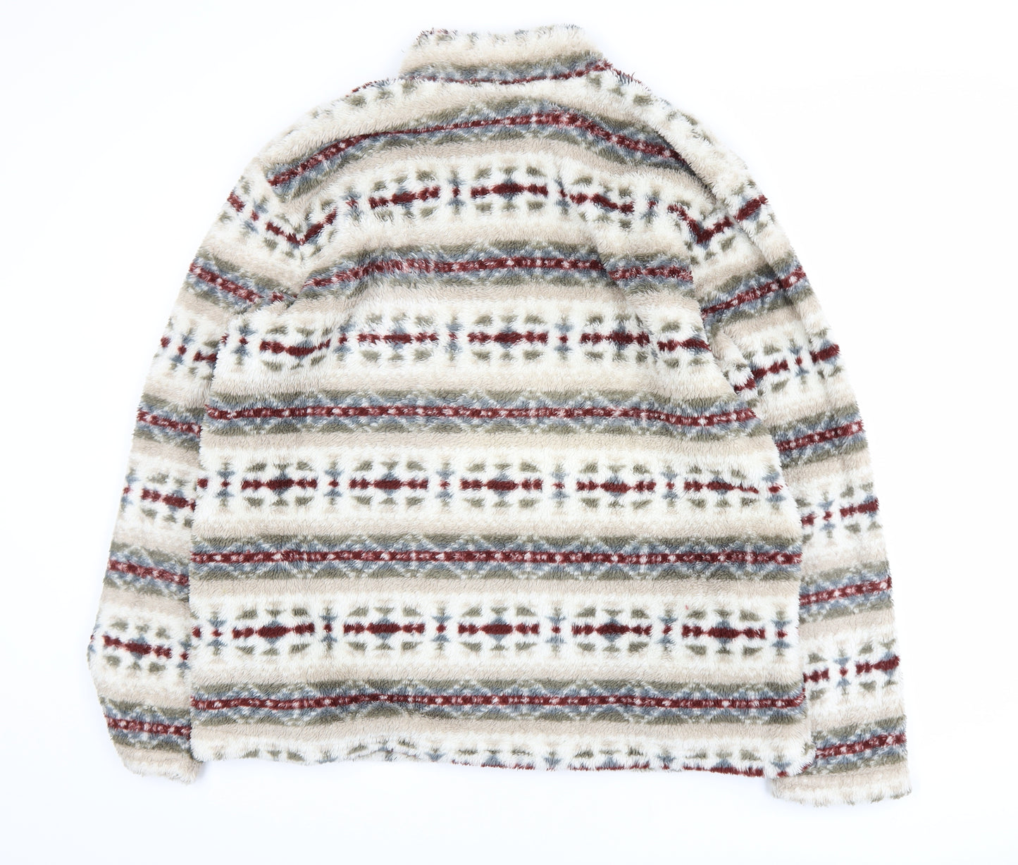 Cotton Traders Men's Multicoloured Fair Isle Fleece Henley Sweatshirt Size L
