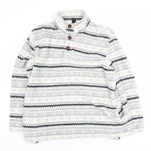 Cotton Traders Men’s Grey Fleece Henley Sweatshirt XL Winter Warm