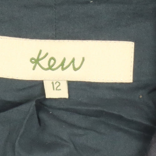 Kew Women’s Blue Cotton Long Trench Coat Size 12 Buttoned Lined