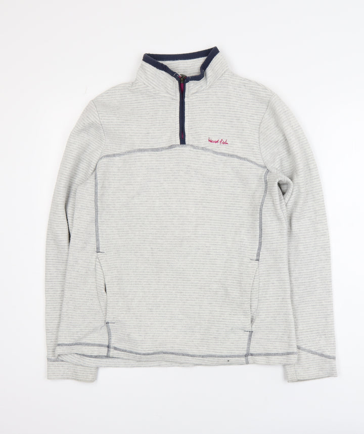 Weird Fish Women’s Grey 1/4 Zip Fleece Active Jacket Size 10