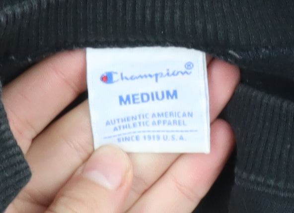 Champion Men's Black Medium Pullover Sweatshirt with Logo
