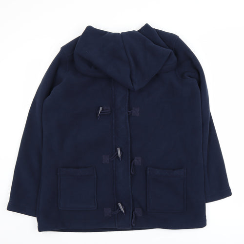 EWM Womens Blue Hooded Mid-Length Duffle Coat Size M Fleece