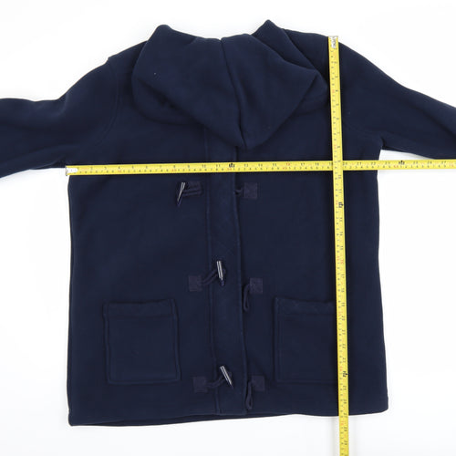 EWM Womens Blue Hooded Mid-Length Duffle Coat Size M Fleece