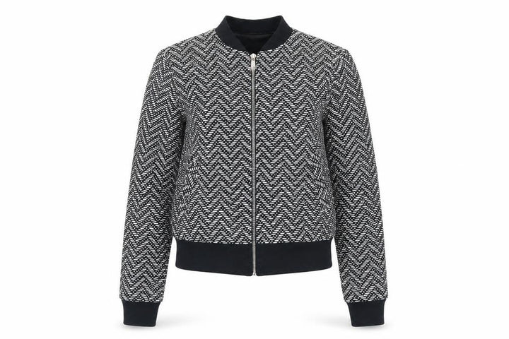 Miss Selfridge Women’s Black Herringbone Bomber Jacket Size 6