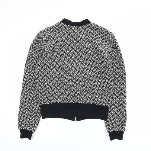 Miss Selfridge Women’s Black Herringbone Bomber Jacket Size 6