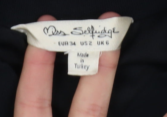 Miss Selfridge Women’s Black Herringbone Bomber Jacket Size 6