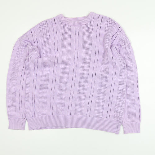 Marks and Spencer Women's Purple Open-Knit Cotton Jumper L