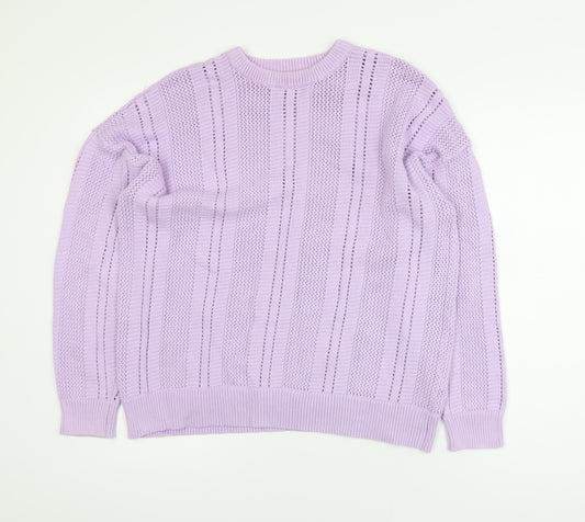 Marks and Spencer Women's Purple Open-Knit Cotton Jumper L
