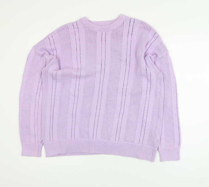 Marks and Spencer Women's Purple Open-Knit Cotton Jumper L