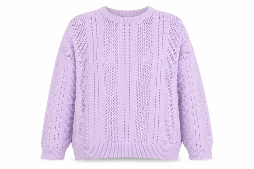 Front view of Marks & Spencer Women's Purple Open-Knit Cotton Jumper L
