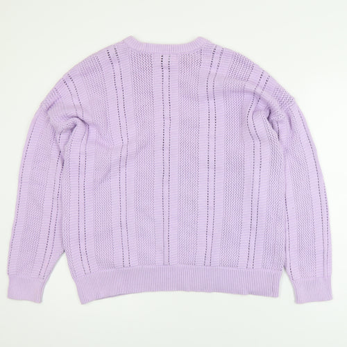 Marks and Spencer Women's Purple Open-Knit Cotton Jumper L