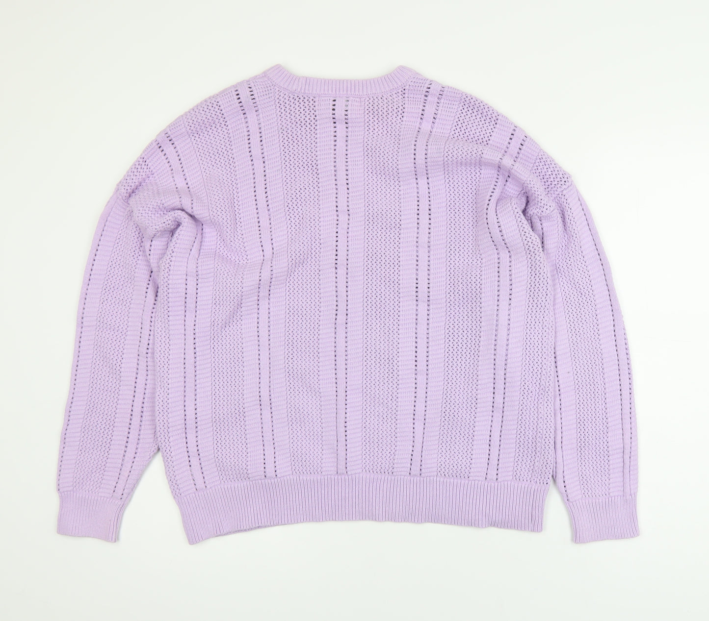 Marks and Spencer Women's Purple Open-Knit Cotton Jumper L