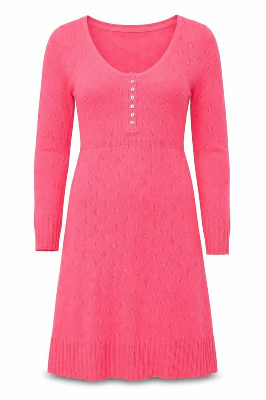 Front view of White Stuff Women Pink Jumper Dress, size 8, Knit Long Sleeve