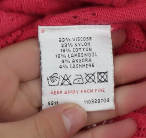 White Stuff Women Pink Jumper Dress Size 8 Knit Long Sleeve