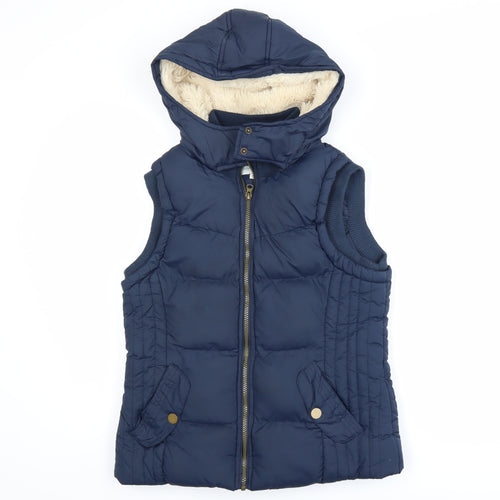 Peacocks Women’s Blue Hooded Puffer Waistcoat Size 10
