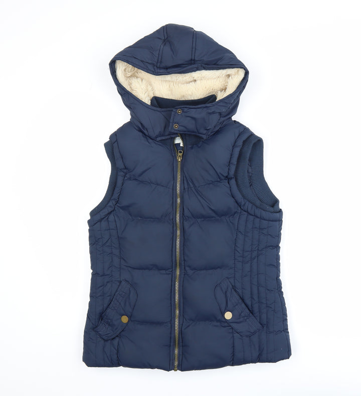 Peacocks Women’s Blue Hooded Puffer Waistcoat Size 10