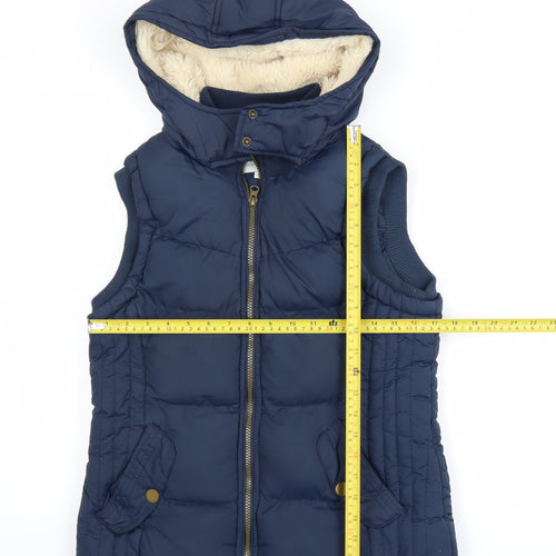 Peacocks Women’s Blue Hooded Puffer Waistcoat Size 10