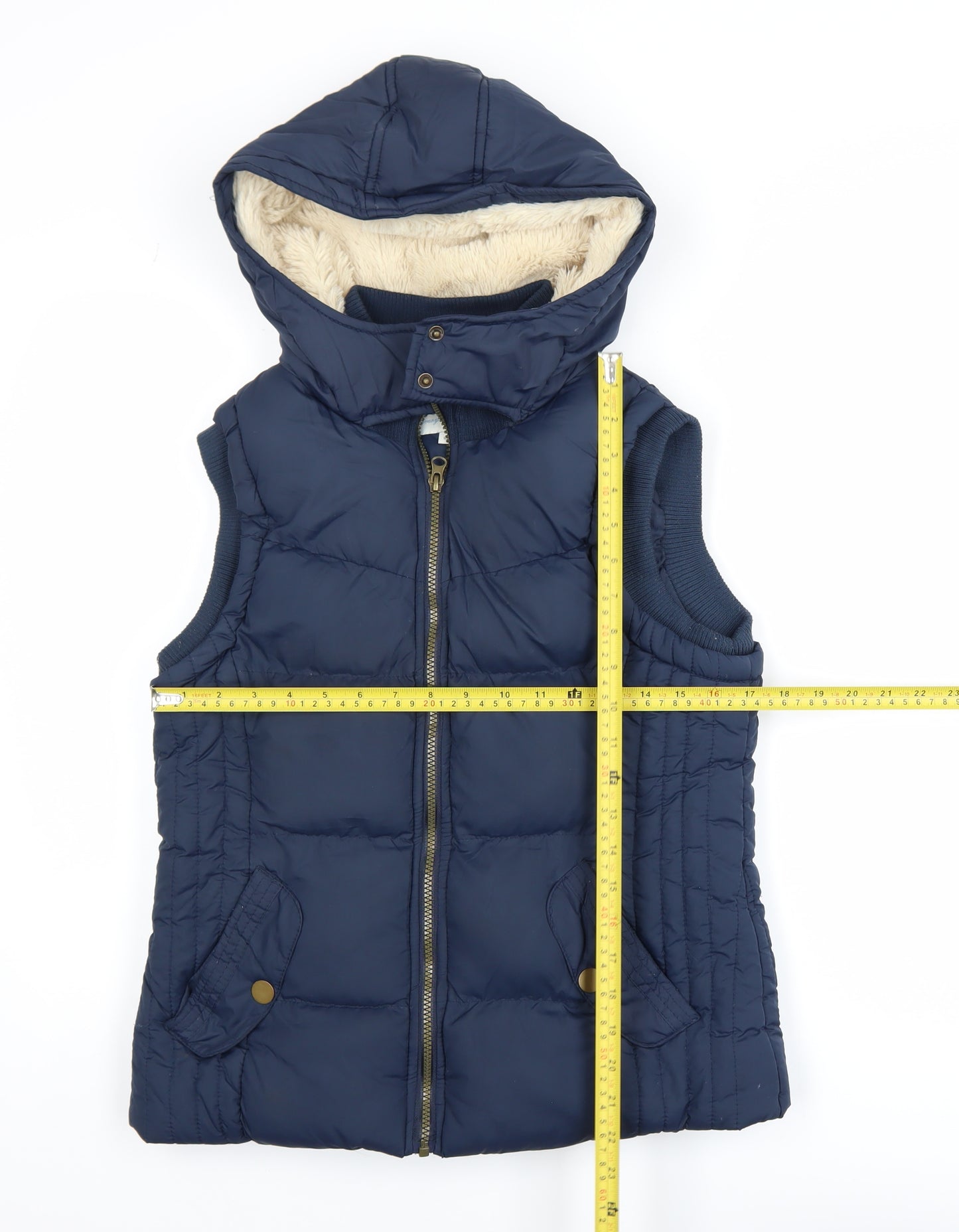 Peacocks Women’s Blue Hooded Puffer Waistcoat Size 10