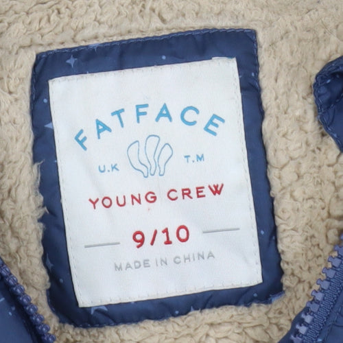 FatFace Teens Blue Star Print Hooded Long Puffer Coat 9/10