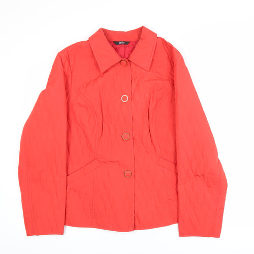 Marks & Spencer Womens Red Quilted Mid-Length Jacket Size 16