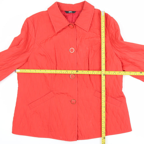 Marks & Spencer Womens Red Quilted Mid-Length Jacket Size 16