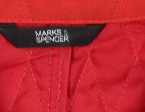 Marks & Spencer Womens Red Quilted Mid-Length Jacket Size 16