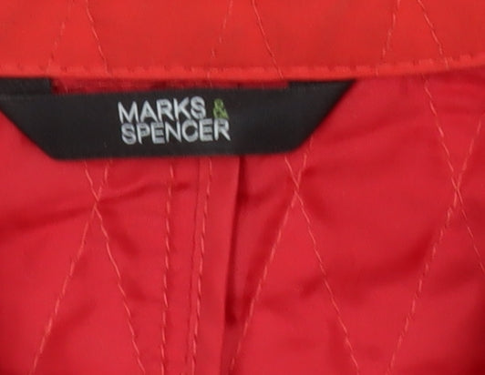 Marks & Spencer Womens Red Quilted Mid-Length Jacket Size 16