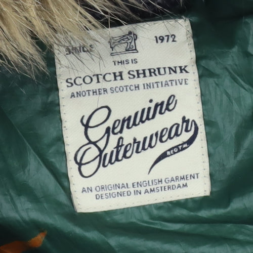 Scotch Shrunk Teens Black Fur Trim Hooded Puffer Coat Size 10