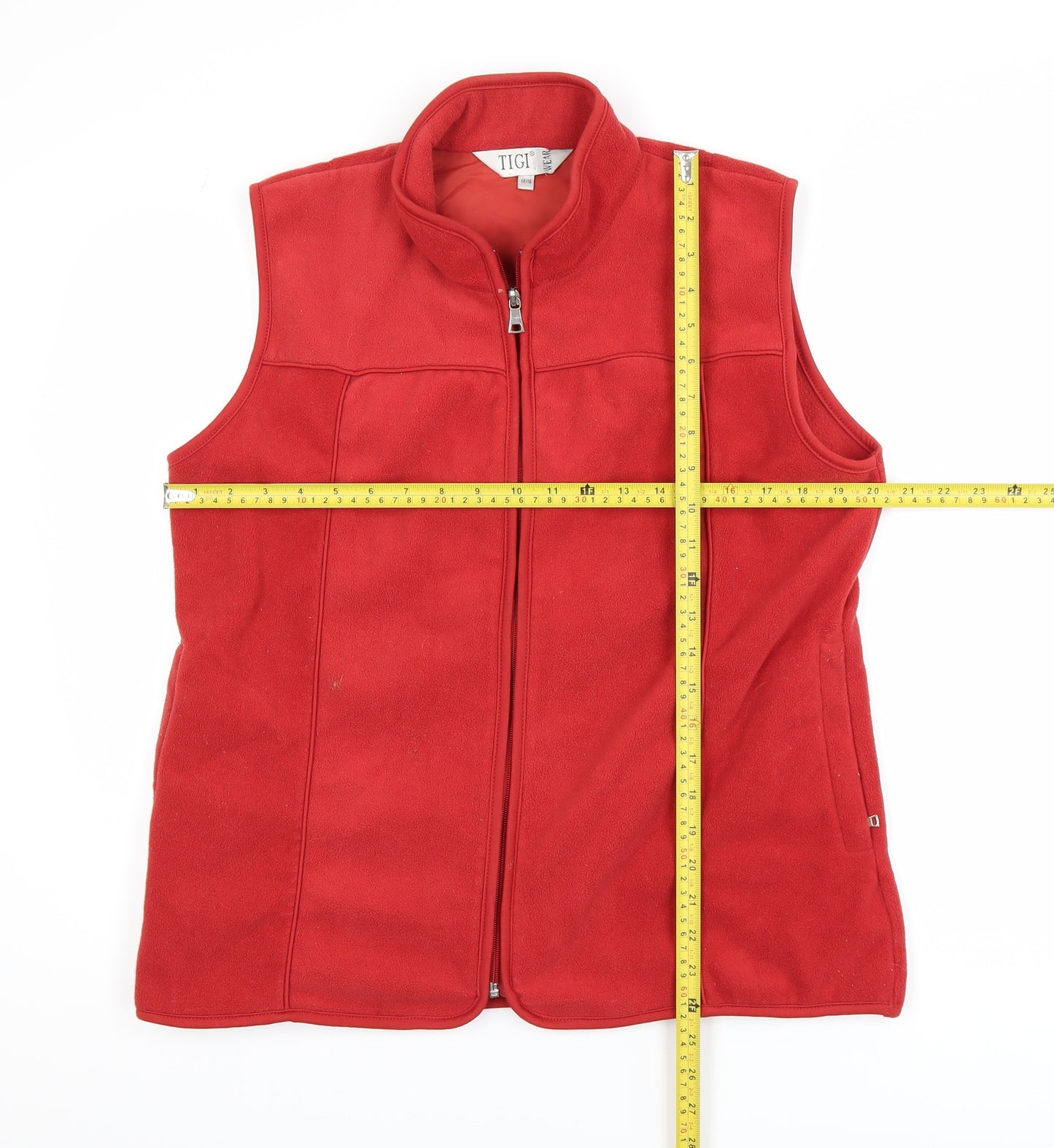 Tigi Wear Women's Red Fleece Waistcoat Bodywarmer Size 14