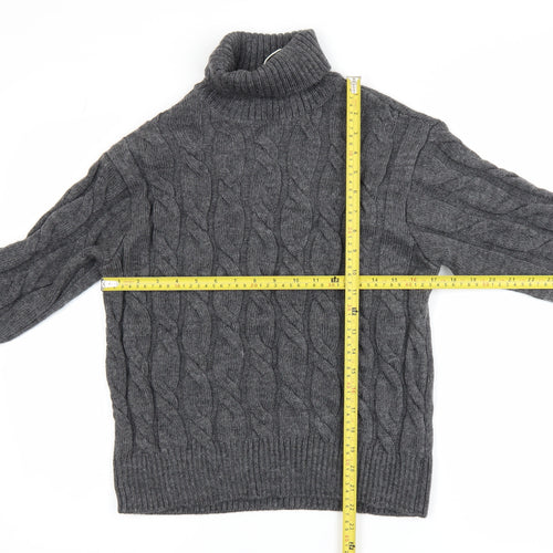 Marks and Spencer Women’s Grey Roll Neck Cable-Knit Jumper XS