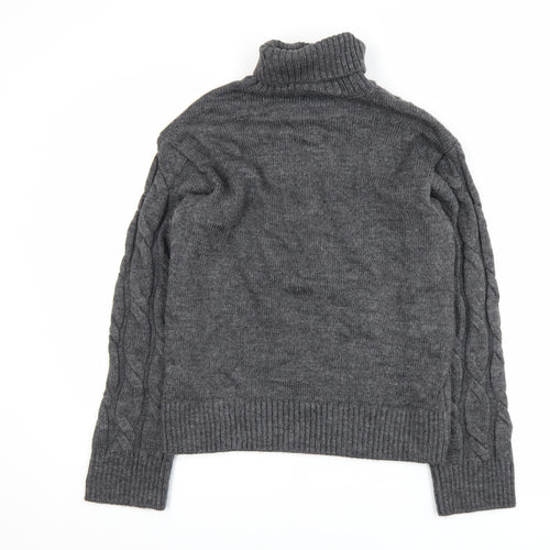 Marks and Spencer Women’s Grey Roll Neck Cable-Knit Jumper XS