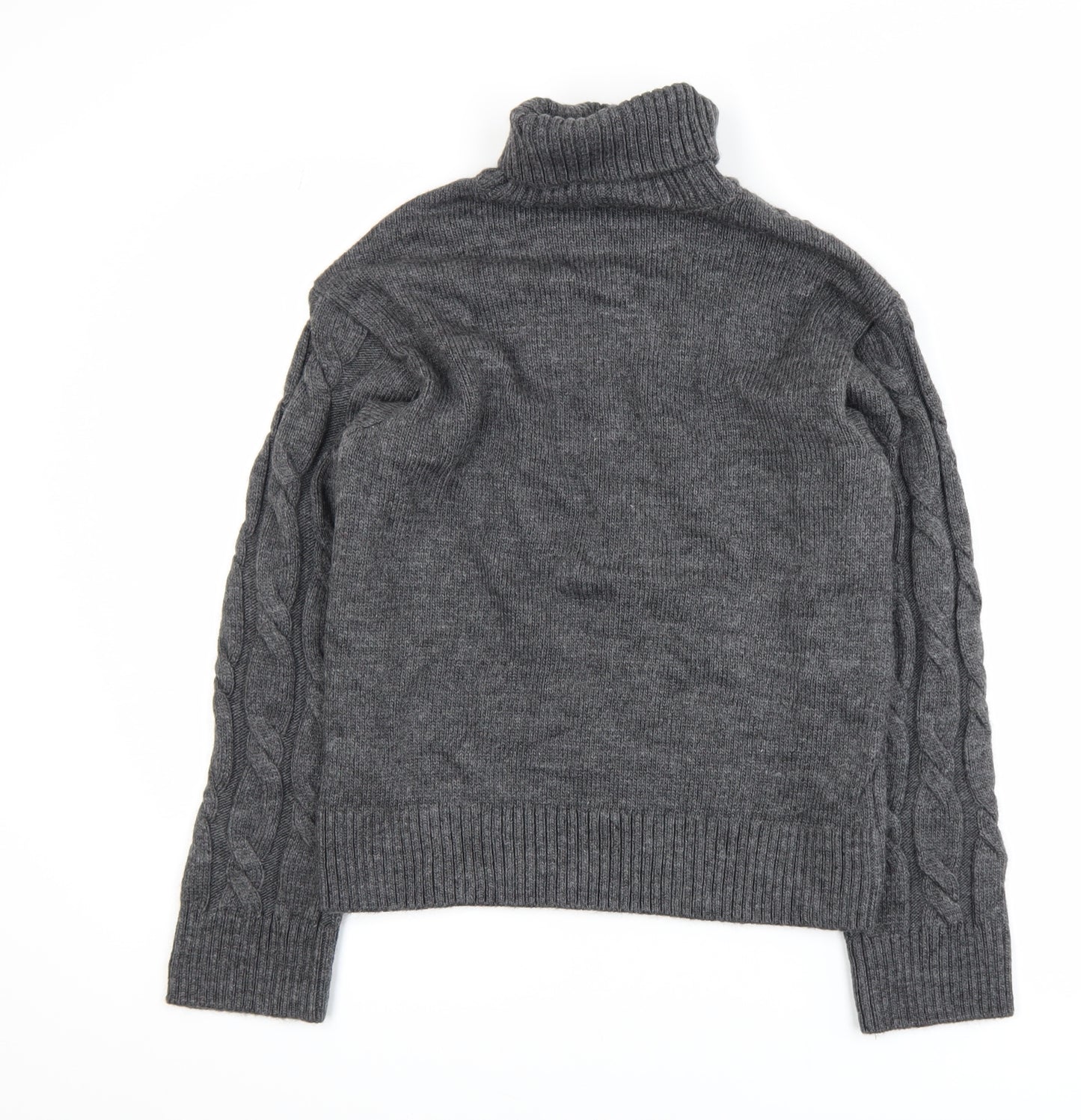 Marks and Spencer Women’s Grey Roll Neck Cable-Knit Jumper XS