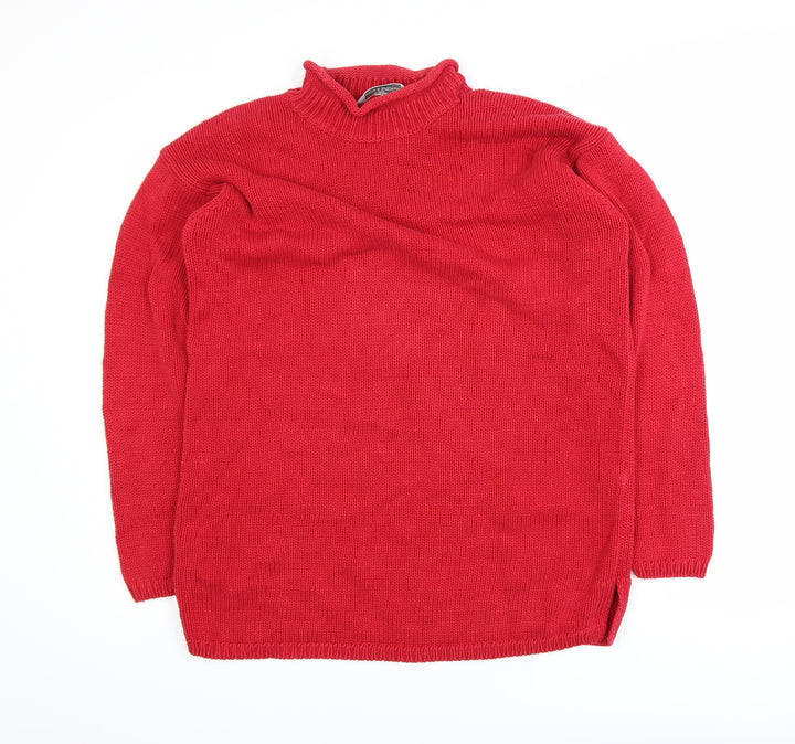 Marks & Spencer Women’s Red Cotton Roll Neck Jumper Size 12